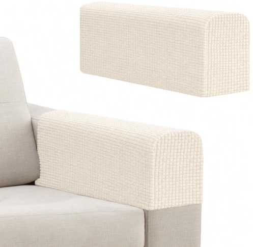 Niuoppy 2Pcs Armchair Covers Protectors Slipcover, Sofa Arm Covers Anti-Slip, Thickened Arm Rest Covers for Sofa, Chair Arm Cover for Sofa Protector Couches Recliner (2, Light Beige)