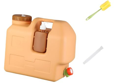 pistro Wasserkanister mit Zapfhahn 15 Liter robuster PE-Tank mit Seifenspender für Camping, Wandern, Zuhause & Roadtrips
