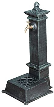 BISCOTTINI Fontana da giardino a colonna 77x37x30 cm - Fontana in ghisa con rubinetto finitura anticata - Fontana da terra esterno - Fontanelle da giardino con griglia di scarico - Fontana in ferro