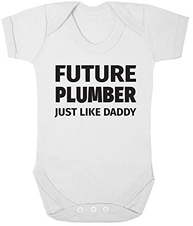 Shopagift Future Plumber Like Daddy Cute Boys and Girls Baby Vest Bodysuit (White, 0-3 Months)