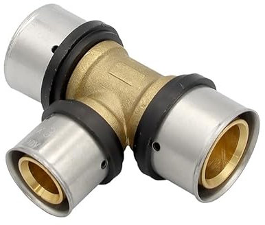Pipetec Pressfitting T Stück 32x26x32 mm Mittelabgang reduziert TH Kontur Verbundrohr, DVGW, TH-Profil