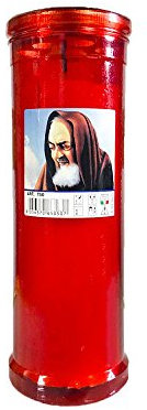 Candela 10 Cera Padre pio Luce VOTIVA Cero LUMINO VOTIVO Antivento 18 CM