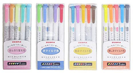 Zebra Mildliner Textmarker-Set, 20-teiliges Set in Pastellfarben