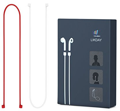 LIKDAY Sujetador para Airpods, 22, cable anti-pérdidas para usar en el cuello, colores rojo y blanco