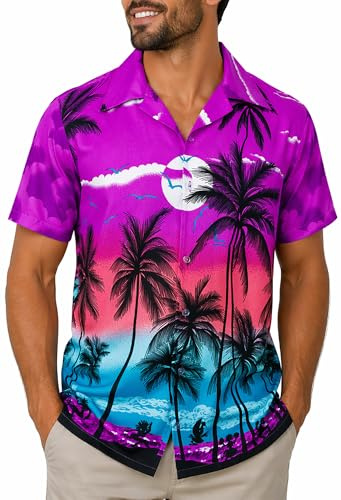 King Kameha Chemise hawaïenne Homme Manches Courtes – Chemise d’été Aloha avec imprimé da Spiaggia, légère et Facile d’Entretien