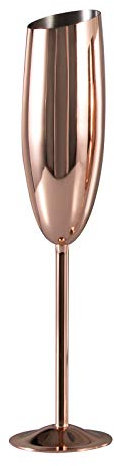 Flûte à champagne en acier inoxydable 18/8 incassable, couleur or rose, coupe inclinée, pour fêtes, anniversaires, mariages, sans BPA