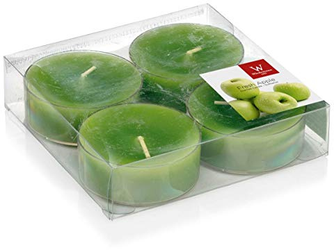 INNA-Glas 4er Set Maxi Teelichter Astrid, apfelgrün, 1,9cm, Ø 5,7cm, 8h | Duftteelichter