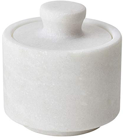 Rissetree White Marble Salt Cellar Keeper With Lid