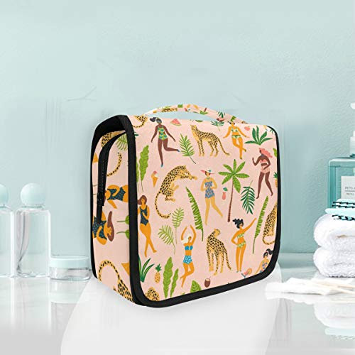Waldschönheitsleoparden Kulturbeutel Hängend Faltbar Mädchen Kulturtasche Toilettentasche Toiletttasche Makeup Tasche Kosmetiktasche für Frauen Mädchen Damen