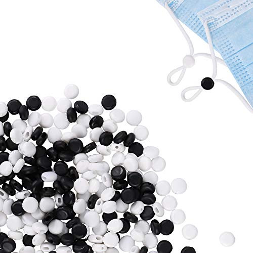QH-Shop Kordelstopper Aus Silikon zum Kordelzug Elastische Schnur Rutschfester Stopper Earloop Buckle Schwarz Weiß 200er Pack