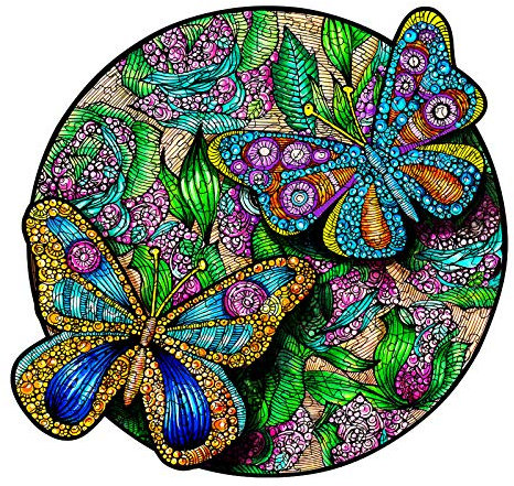 Funnli Holzpuzzles für Erwachsene und Kinder,Einzigartige Tierförmige Holz-Puzzle(Schmetterling), Puzzle aus Tierteilen 296 Stück, Spiele zur intellektuellen Entwicklun, L-30 * 28.4cm