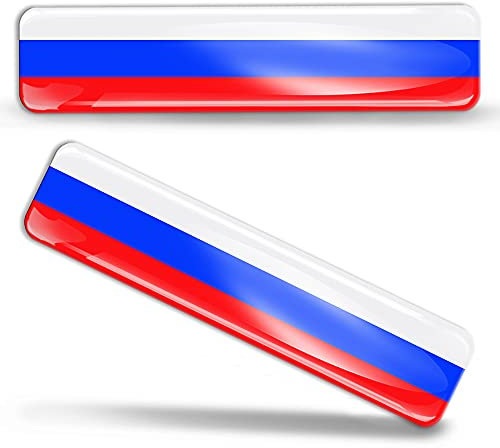 Biomar Labs® 2 x Aufkleber 3D Gel Silikon Stickers Russia Russland Russisch Flag Flagge Fahne Autoaufkleber F 19