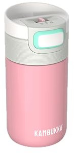 KAMBUKKA Gourde Isotherme (300ml) - Thermos Etanche: Technologie Snapclean® - Idéal pour Boissons Chaudes et Froides - Fond Antidérapant - Acier Inoxydable - Modèle ETNA Baby Pink