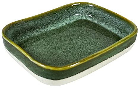 Seifenschale Steingut Grün Vintage Seifenhalter Eckig Keramik Nostalgie