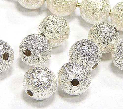Messing Perlen Sternstaubperlen Stardust Metallperlen 4/6/8 mm Rund Spacer Zwischen Perlen (6mm, Silber - 50Stück)