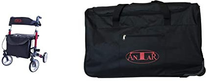 Antar AT51006R Aluminium Faltbar Rollator, rot, 8000 g & Transporttasche AT51006 Transporttasche für Rollator AT51006, 2800 g