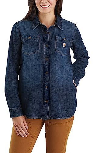 Carhartt Camicia da donna a maniche lunghe in denim, Zion, XL