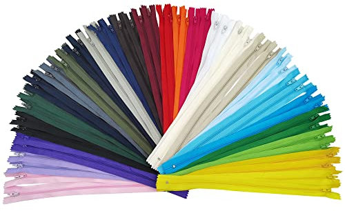 Cerniere in Nylon, 52 Pezzi Colorati per Cucire, Vestiti, Bambini, Cuscino, Zaino, Tenda (26 Colori) (Nylon L)