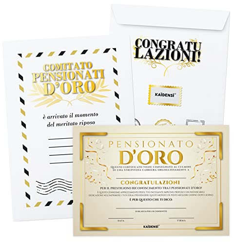 KAÏDENSÏ Idée cadeau pension homme – Certificat personnalisable retraité d'or – Idées cadeaux pour retraités originaux – Gadget Carte de vœux originale