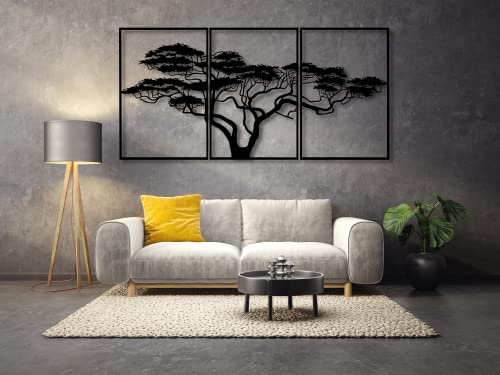 VAILLA Baum des Lebens Wanddeko, Wandbild aus Holz, in Schwarz Gold, Home Wall Art Dekoration, Wandaufkleber 3D, Moderne Deko, Bilder für Zuhause Büro Schlafzimmer, Wohnzimmer und Küche