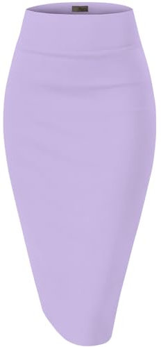 Hybrid & Company Damen Premium Nylon Ponte Stretch Hohe Taille Bleistift Anzug Rock Unterhalb des Knies, 1073T - Flieder, 5X