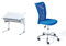 Inter Link Höhenverstellbarer Schreibtisch mit kippbarer Ablage, in Weißmetall, 110x68x55-78 cm & Verstellbarer Bürostuhl mit Rollen aus Kunstleder und Polyester, 43 x 56 x 88-98 cm