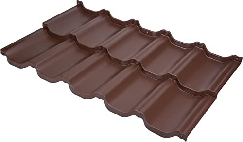 BUDMAT Modulare Dachplatten Blech Ziegeloptik Venezia X-Matt Beschichtung - Leicht Verzinkte Bleche Einfache Montage - Wiederholbare Farbe - Korrosionsbeständig - 1195x700x0.5 mm - X-Matt Braun BT384H