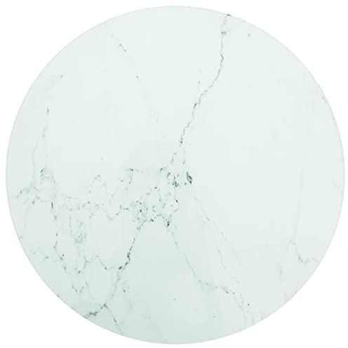 Keketa Tischplatte Ersatztischplatte Marmorplatte Glasplatte Schreibtischplatte Tischplatte Ersatztei für Esstisch Couchtisch Gartentisch Weiß Ø40x0,8 cm Marmordesign