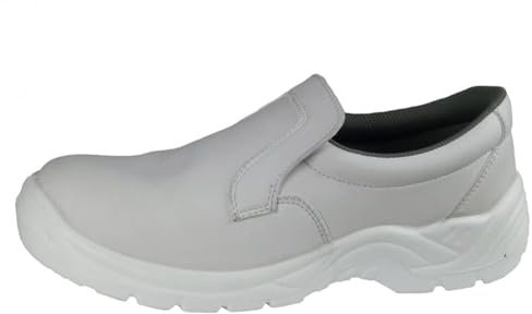 Hurry Jump Zapatos De Cocina Hombre Antideslizante, Unisex, Zapatos De Seguridad para Hombre, Impermeable, con Funda Protectora ISO20346, Blanco - 43