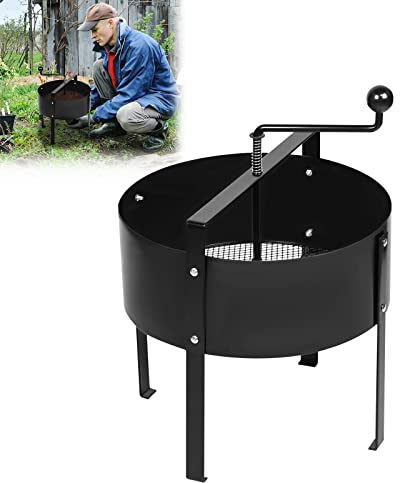 LARS360 Drehbarer Bodensieb, Ø 40 cm Schmutz Kompost Sieb, Gartensieb Bodensieb, Manueller Rotierender Bodensichter für die Gartenarbeit (Schwarz)
