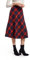 Damen Hohe Taille Karierter Rock Winterrock Vintage Elegant Plaid Warm Wollrock Lang Röcke Retro Elastische Taille A Linie Casual Party Midi Faltenrock Red XL