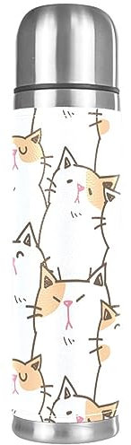 Bouteille isotherme en acier inoxydable - Double paroi isotherme - Anti-fuite - Motif chat mignon