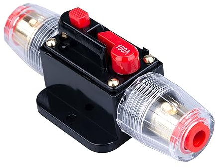 Disjoncteur de 150A Porte-fusible en ligne de 150A Bloc d'inverseur 12V-24V CC à réarmement manuel pour la protection du système audio solaire pour voiture automobile marine bateau et système solaire