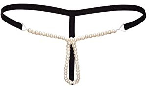 le CABARET LINGERIE Sexy String Erotik Unterwäsche Unterhose mit Perlen (Schwarz)