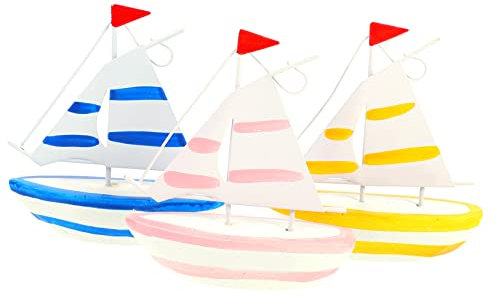 Abaodam 3st Segeldekoration Strand Meer Boot Decor Desktop-schiffsmodell Desktop-segelboot-Handwerk Segelschiff Boot Mini-segelboot-Figur Wohnkultur Büro Esstisch Harz Kunsthandwerk