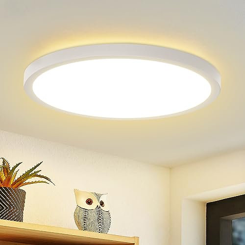 Glitzerlife LED Deckenleuchte Rund Flurlampe - Deckenlampe18W Modern Weiß Küchelampe Warmweiß 3000K IP44 Wasserfest für Flur Badezimmer Kinderzimmer Schlafzimmer Ø22CM