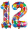 Vthoviwa 40 Zoll/18 Farbens Luftballon Zahlen 12/21 Farbenfrohe, Helium Luftballon 12/21. Geburtstag Foil Ballon, 0123456789,10-19,20-25,30,40,50,60,70,80,90, Folienballon 12/21 Party Dekoration