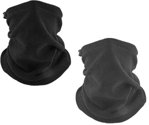 KEYRI 2 Pièces Cache Cou Polaire Masque, Unisex Bandeau Écharpe de Moto Masque de Ski Écharpe Chaude Élastique Cou Gaiter, Masque Chaud Cagoule pour Homme Femme (Polaire Shaker, Noir+ Gris)