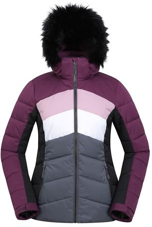 Mountain Warehouse Cascade Womens Padded Ski Jacket - Atmungsaktiver & wasserabweisender Mantel mit Kapuze, Komfortabel -Winter Skiing, Sports & Outdoors Dunkel Lila Damengröße EU 44