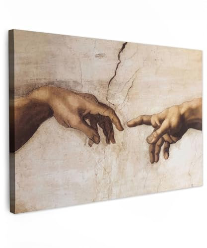 MuchoWow© Leinwand Bilder 60x40 cm Wanddeko Wohnzimmer Aesthetic Room Decor Deko Zimmer Wandbilder Modern Fotogeschenke Adam - Michelangelo - Erschaffung Adams