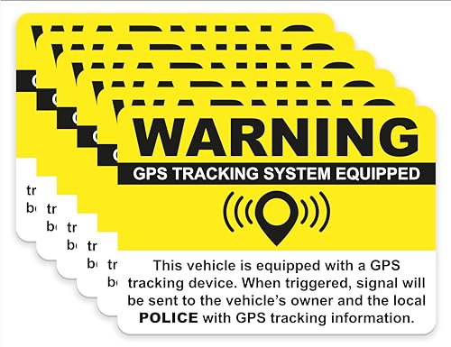 Adesivi per tracciamento GPS, antifurto, per veicoli auto, confezione da 6 pezzi, 6,3 x 8,9 cm, decalcomanie in vinile su entrambi i lati, per interni ed esterni, laminati per raggi UV e acqua