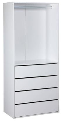 Alice's Home Ankleidemodul mit 4 Schubladen und 1 Garderobe, weiß, Laminatpaneel