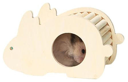 WHAPELQ Hamster Haus Hamsterhaus Hamsterhaus Aus Holz Hamster-Versteck Hamster ZubehöR Hamster Streu Zwerghamster Holz-Kletterspielzeug Und BrüCkenkäFig-Dekoration FüR Hamster Gelb