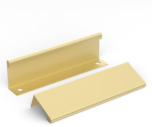 goldenwarm 10 Stück Schrankgriffe Versteckte Möbelgriffe Gold 128mm lochabstand Griffe für Küchenschränke Gold Griffe Möbel Küchengriffe Türgriffe Küche Schranktürgriffe