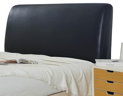 YOHOCS PU Leder Bett Kopfteil Bezug, Bettkopfteil Hussen, Bett Zurück Schutz All-Inclusive Kopfteil Husse, Protektor Kopfteilbezug für eine Vielzahl von Bettköpfen,Schwarz,200cm