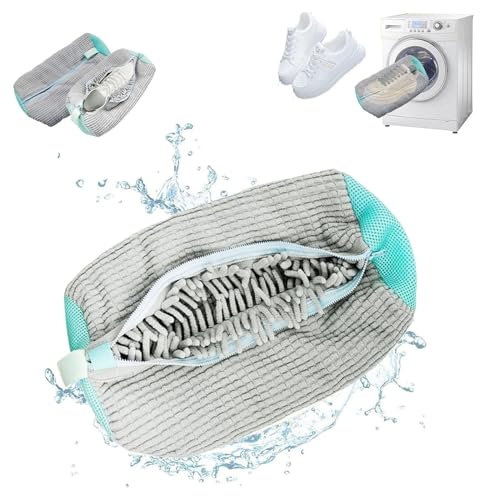 Bolsa para lavadora de zapatos, con cremallera, bolsa para lavandería, 2 bolsas para zapatos para lavadora, bolsa reutilizable para lavado de zapatos, bolsa de felpa para el cuidado de zapatos, Gray