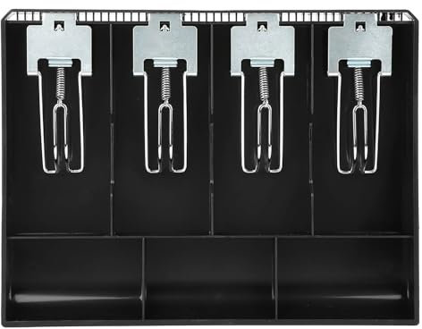 Sunicon Cassetto del registratore di cassa, vassoio di ricambio per cassiere con quattro scatole con clip in metallo Perfetto per le piccole imprese del punto vendita