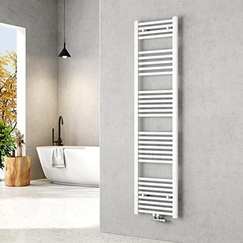 EMKE Radiador Toallero 1600x400 mm, Radiador de Baño con Conexión Central, Calentador de Toallas, Secador de Toallas, Radiador de Baño, Blanco 547W