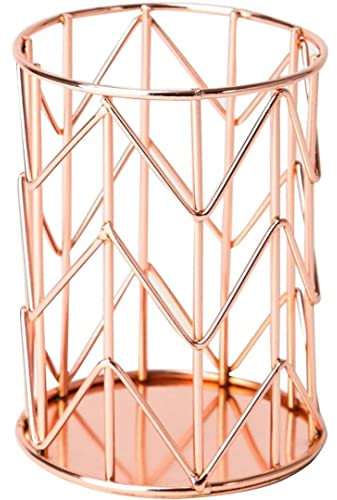 Rose Gold Office Supplies Metal Pencil Holder Multipurpose Desk Organiser Rose Golden Pen Holder for Makeup Brush Pen