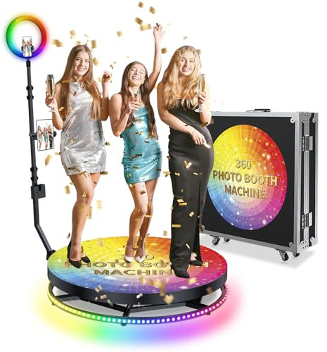 360 Photo Booth Machine for Parties 31.5/80cm for 1-4 People with Flight Case Free Custom Logo with Remote Control 360 PhotoBooth (80cm/31.5in)